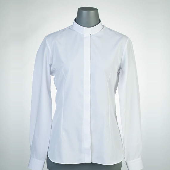 여성 로만카라셔츠 흰색 - 목회자셔츠멘토셔츠